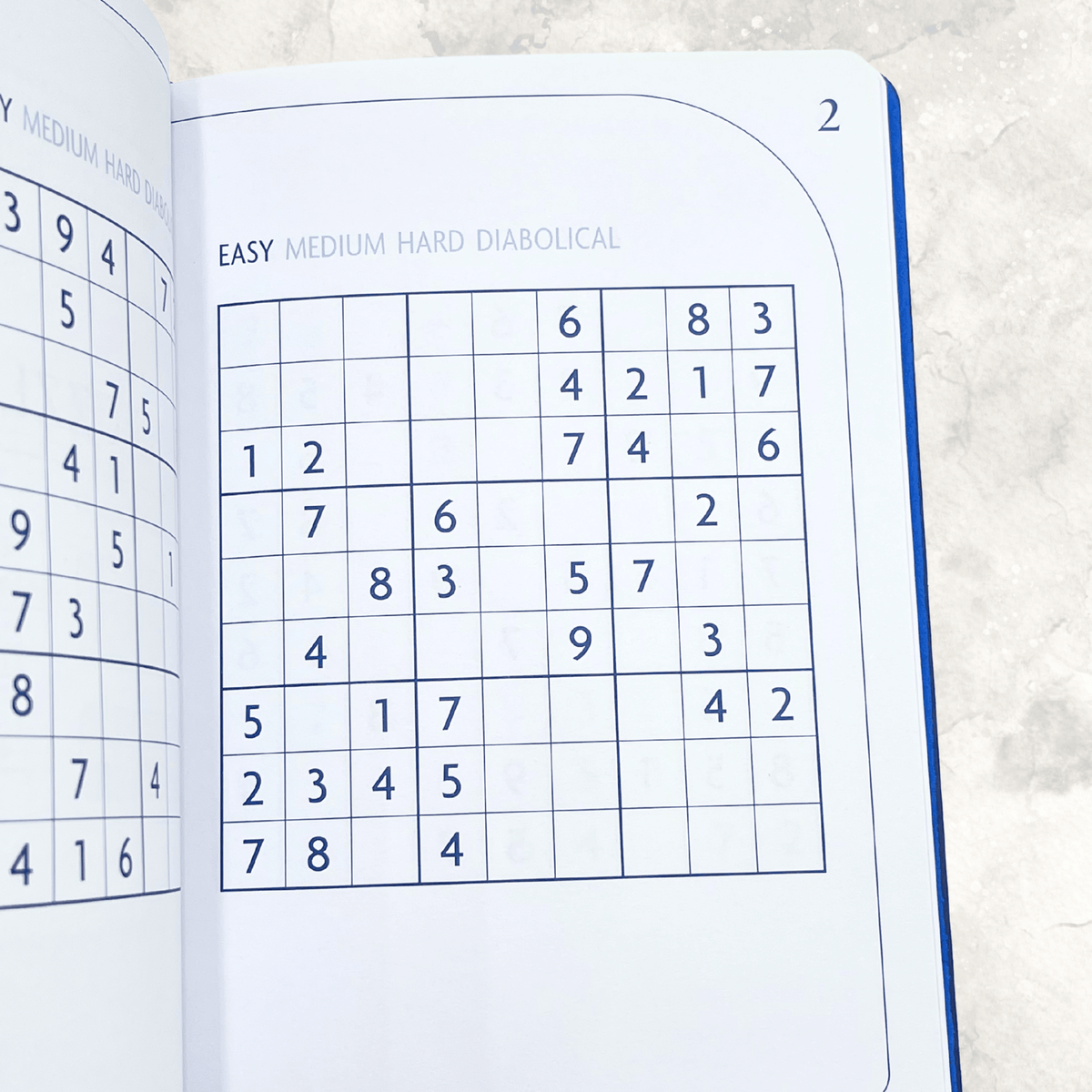 Inside pages of Sudoku puzzle book showing easy Sudoku grids for beginners