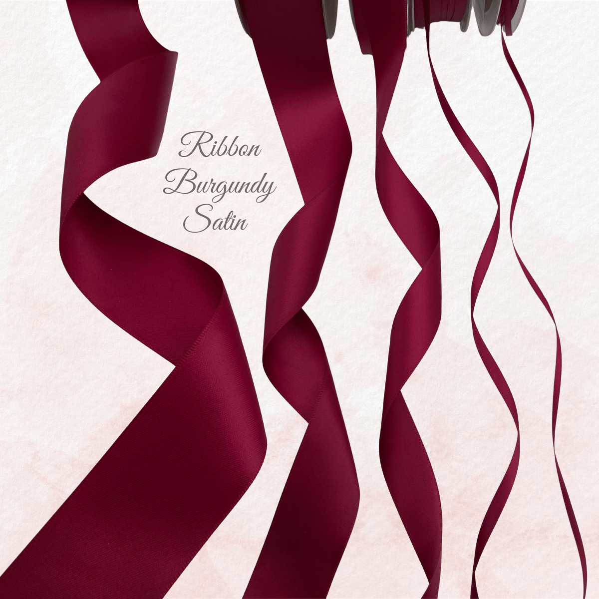 Burgundy double face satin ribbon by Berisfords UK in multiple widths