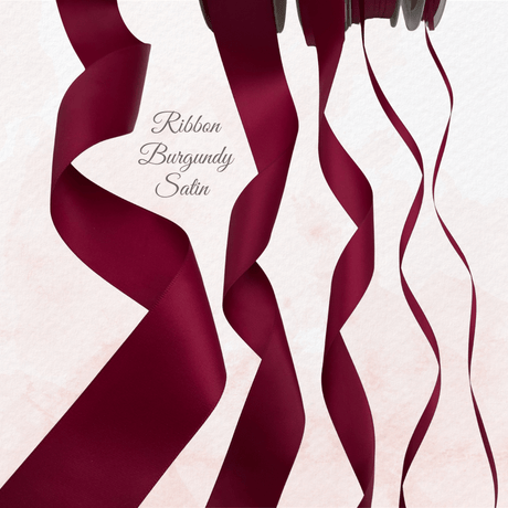 Burgundy double face satin ribbon by Berisfords UK in multiple widths