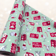 Bush Christmas Australian gift wrapping paper with native animals and festive red motifs