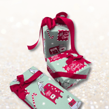 Bush Christmas gift wrap with kangaroo, koala, wombat and festive post box design