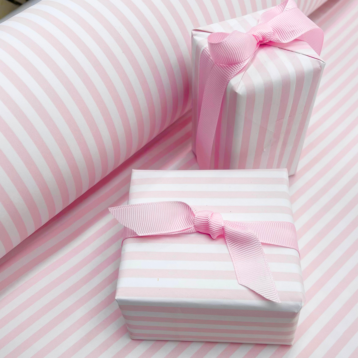 Light pink grosgrain ribbon in 15mm and 25mm widths for gift wrapping and crafts