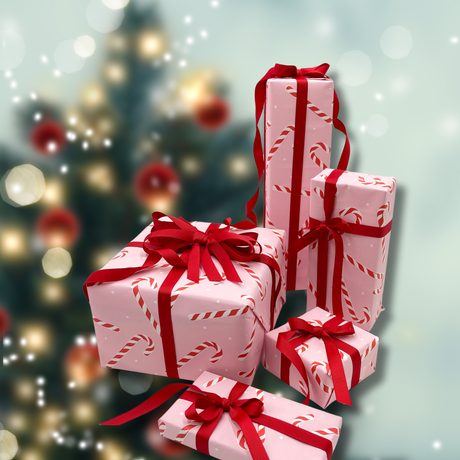 Candy Cane Pink Gift Wrapping Paper – 80gsm, 60cm Wide | Festive Christmas Wrap