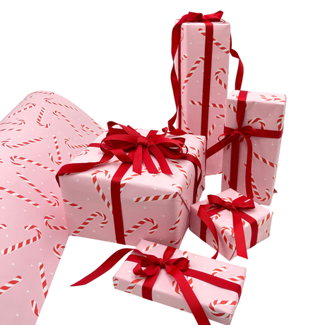 Candy Cane Pink Gift Wrapping Paper – 80gsm, 60cm Wide | Festive Christmas Wrap
