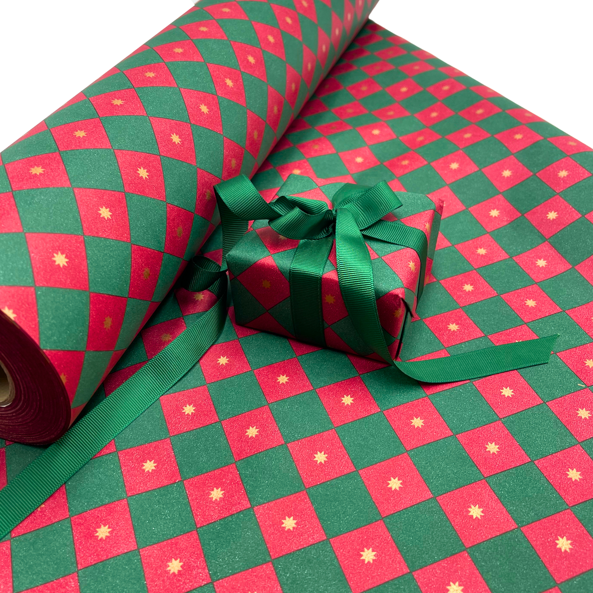 Checkerboard Gift Wrapping Paper – 80gsm, 60cm Wide | Festive Christmas Wrap
