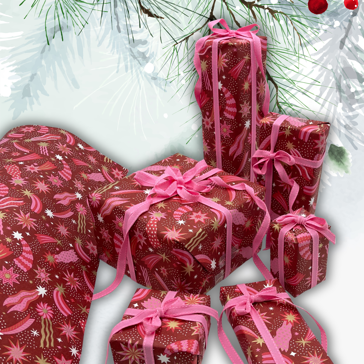 Cottage Pink Stitch Ribbon – 10mm Gift Ribbon