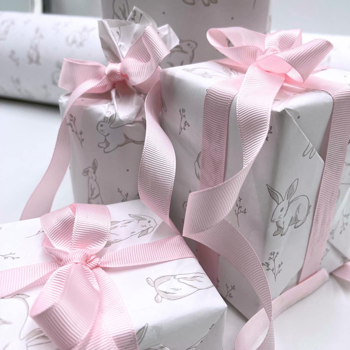 Cottontail Gift Wrapping Paper | Grey Bunny Design | 60cm Wide