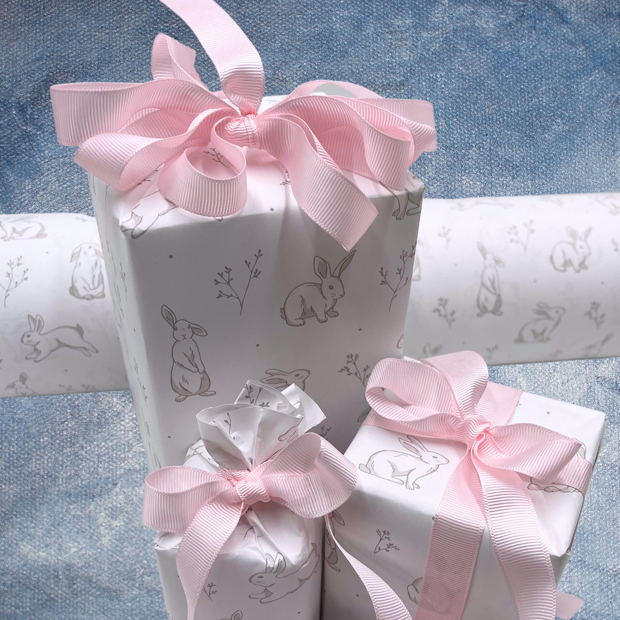 Cottontail Gift Wrapping Paper | Grey Bunny Design | 60cm Wide
