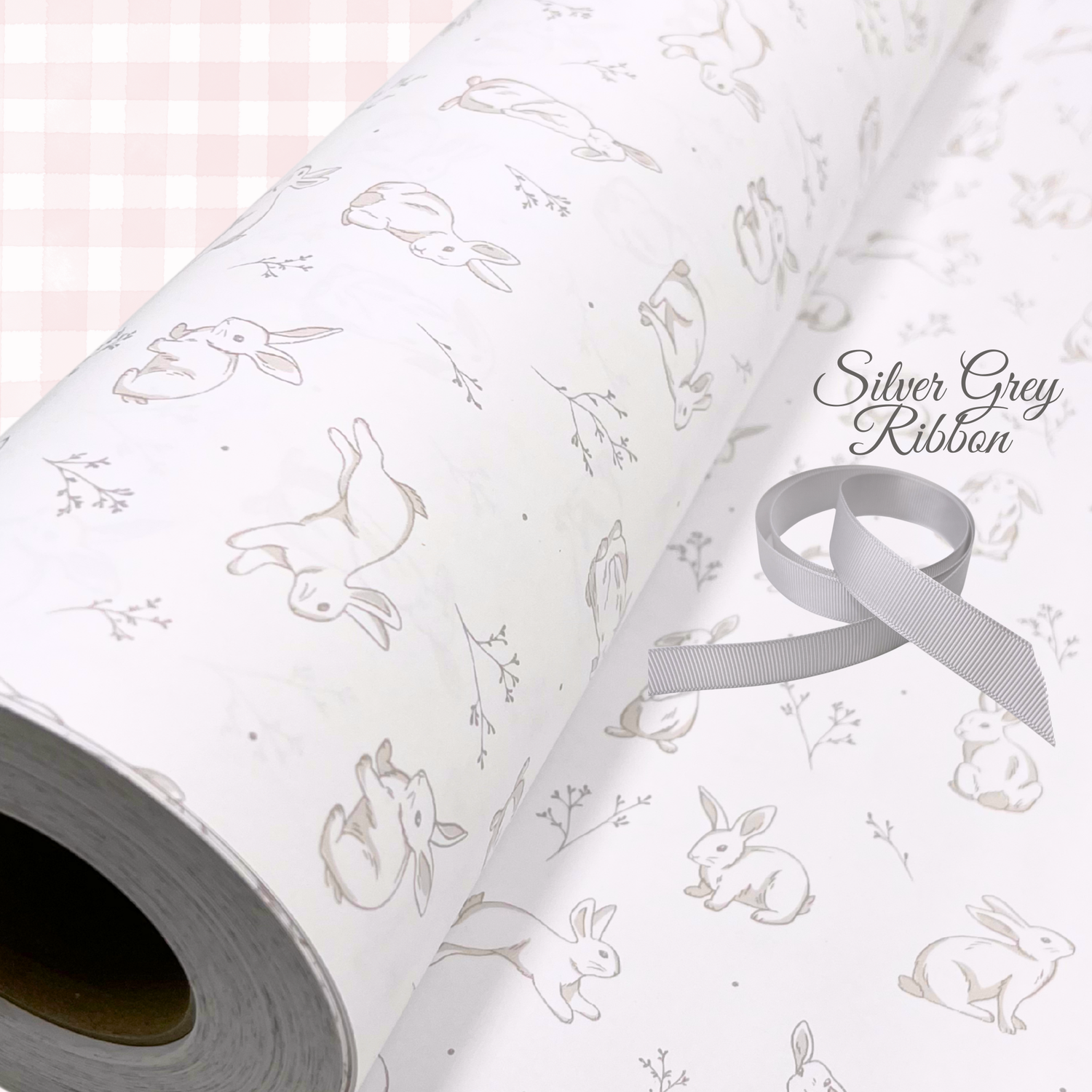 Cottontail Gift Wrapping Paper | Grey Bunny Design | 60cm Wide