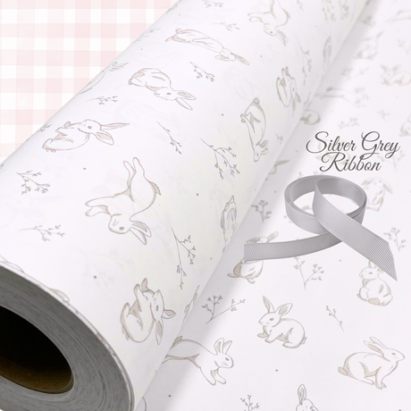 Cottontail Gift Wrapping Paper | Grey Bunny Design | 60cm Wide
