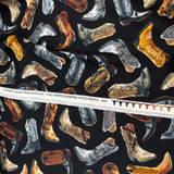 Cowboy Boots Black Fabric, Cotton Quilting Fabric, Timeless Treasures TT-C6307.Black