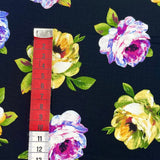 Rosa Floral – Perfect Painterly Blooms Cotton Quilting Fabric by Michael Miller MM-CX6887.Black