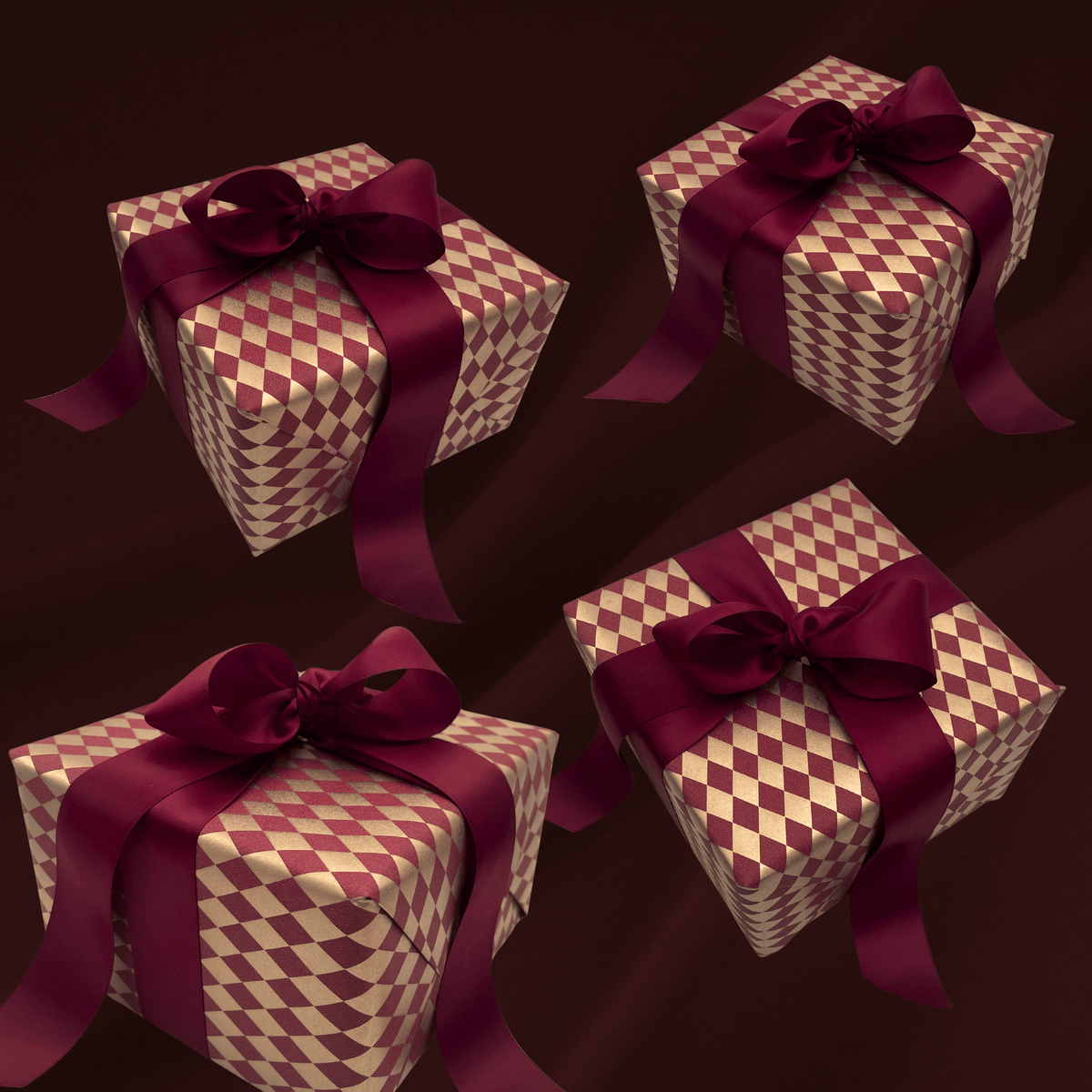 Diamonds Burgundy Gift Wrapping Paper – Gold & Burgundy Christmas Wrap