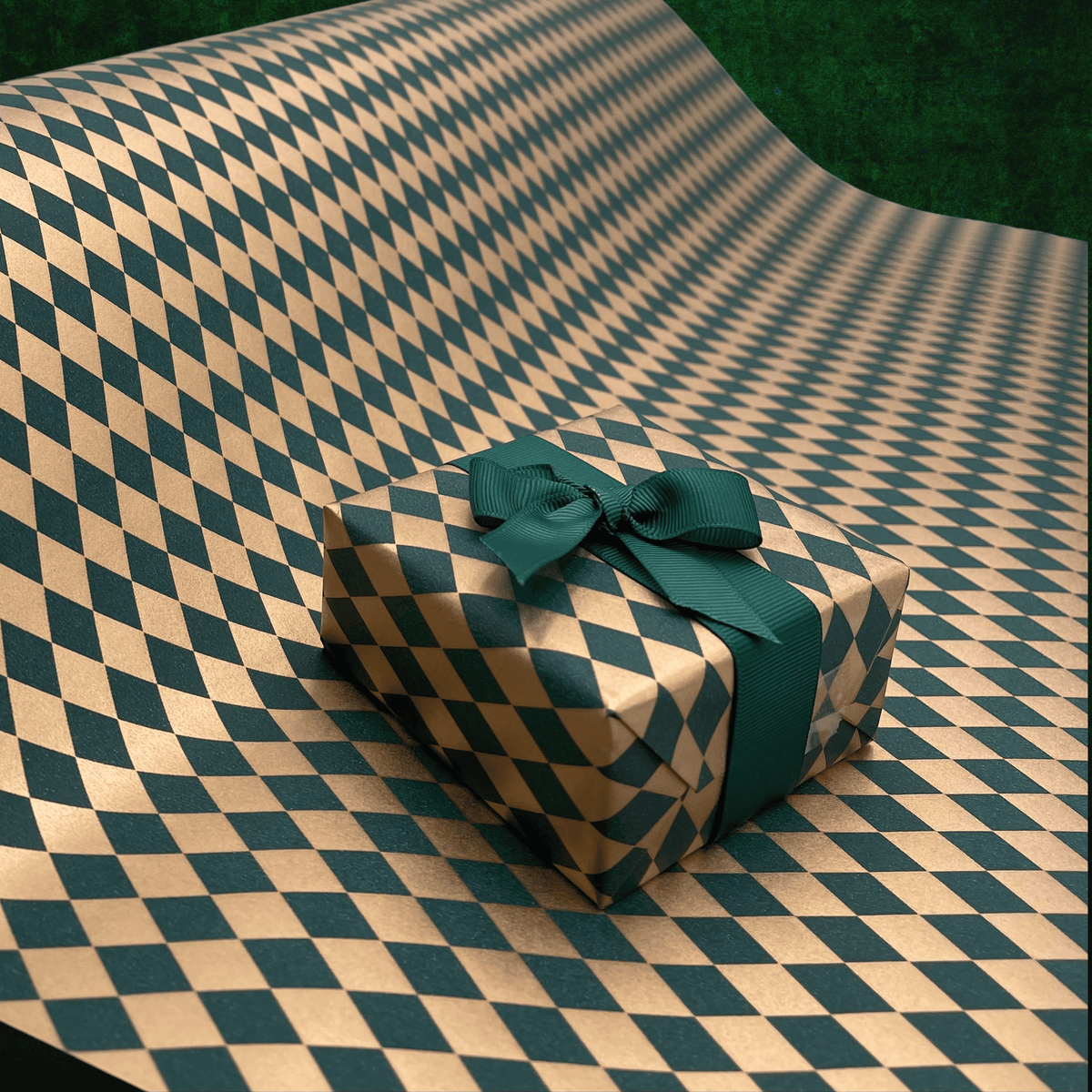 Diamonds Forest Gift Wrapping Paper – Gold & Green Christmas Wrap
