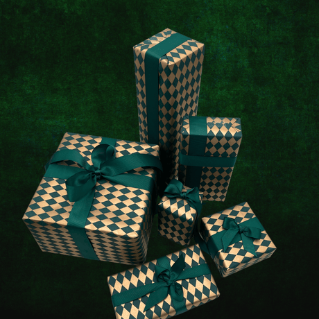Diamonds Forest Gift Wrapping Paper – Gold & Green Christmas Wrap