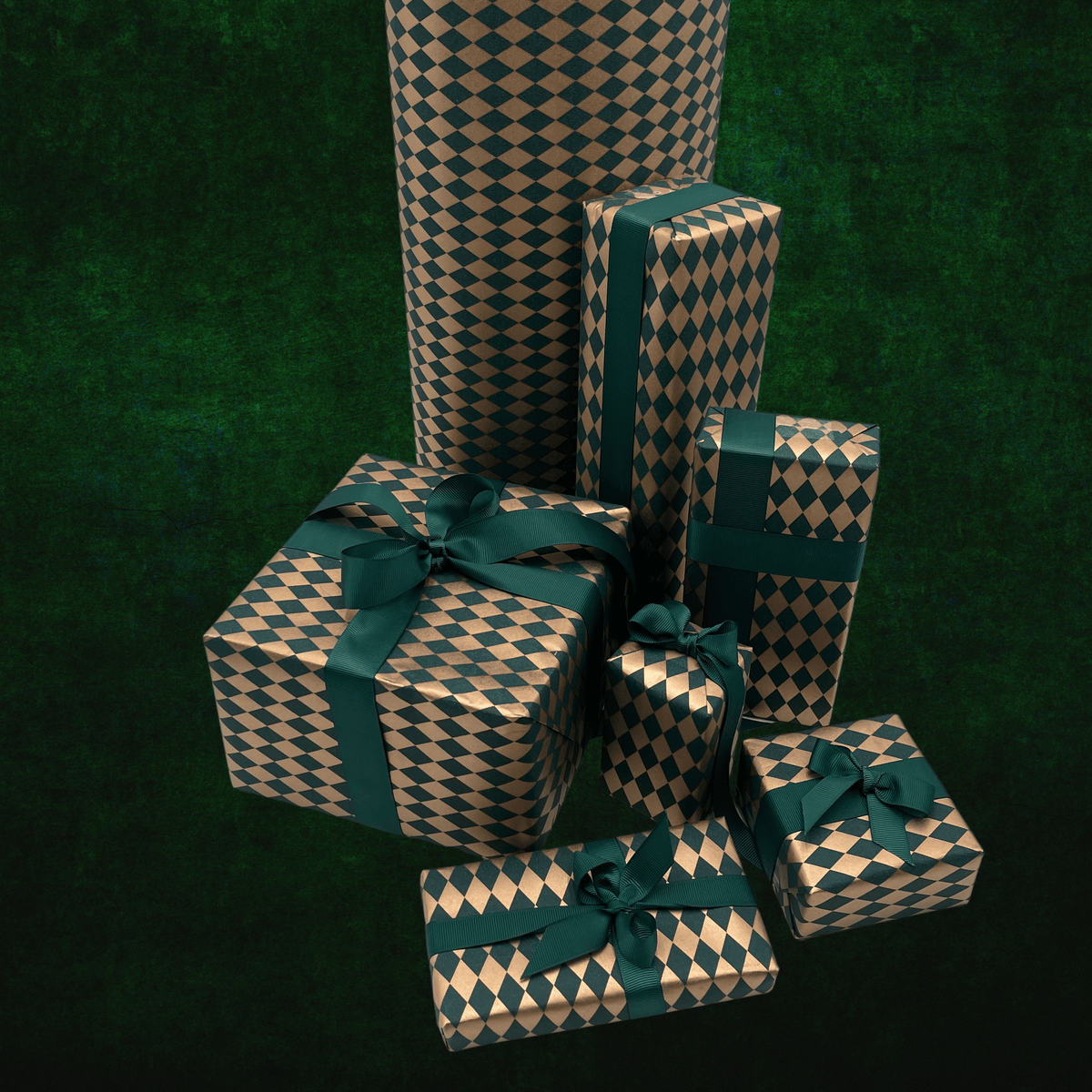 Diamonds Forest Gift Wrapping Paper – Gold & Green Christmas Wrap