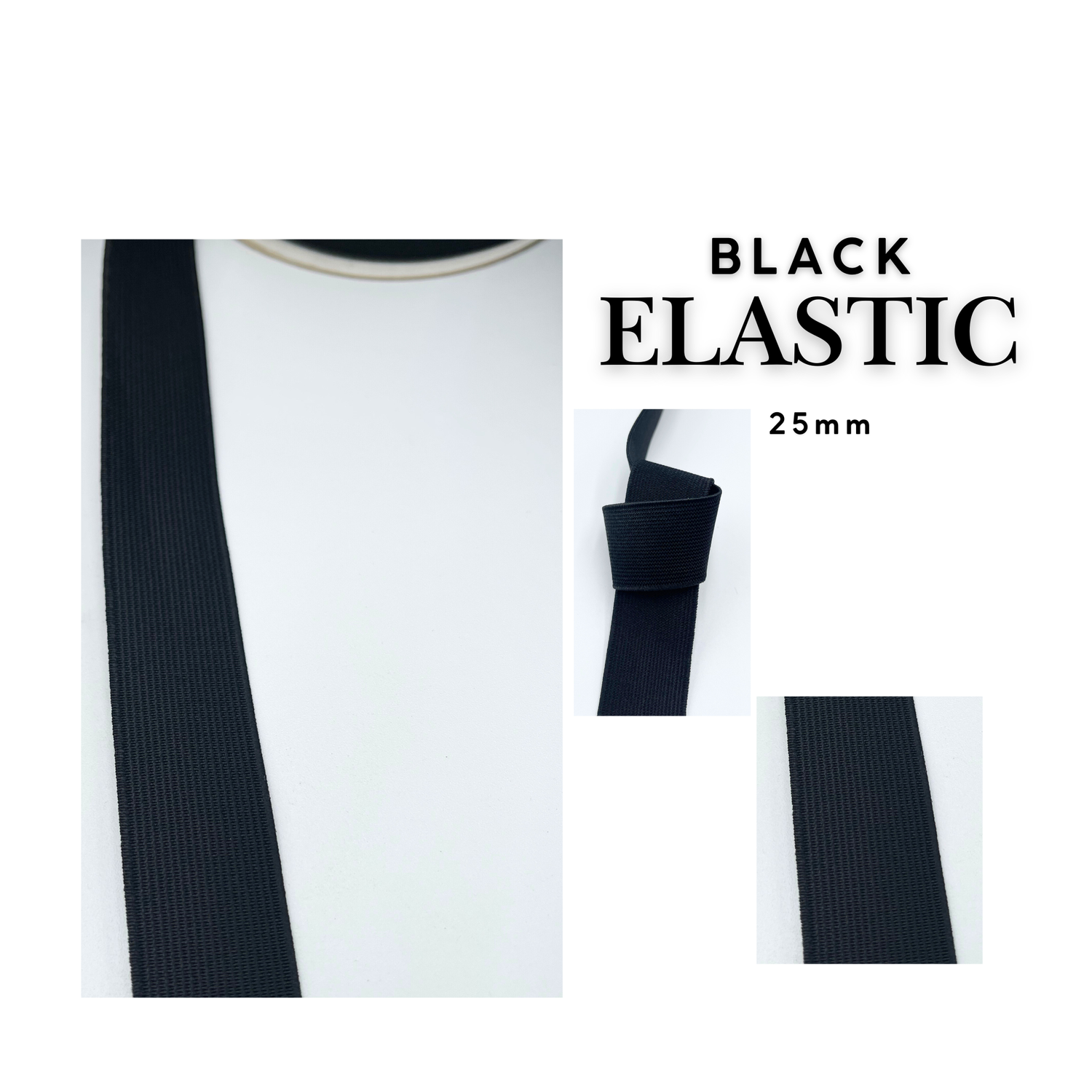 Black Woven Non-Roll Elastic – High Density | Hobbycraft