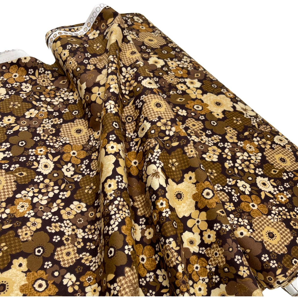 Tailor Brown Floral Fabric – Luxurious Soft Flannel – Timeless Treasures TT.CF7969.Brown