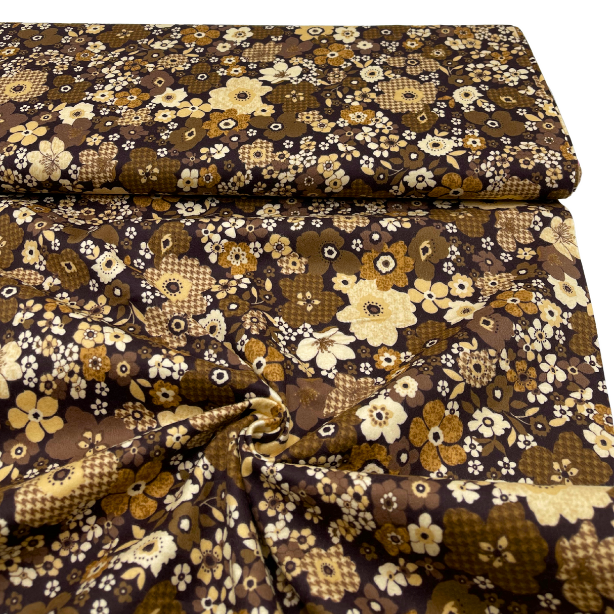 Tailor Brown Floral Fabric – Luxurious Soft Flannel – Timeless Treasures TT.CF7969.Brown