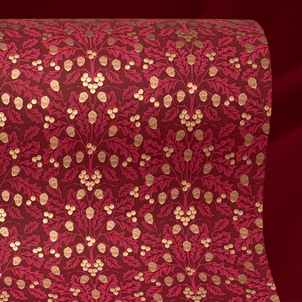 Harvest Burgundy Gift Wrapping Paper – Acorn & Foliage Christmas Wrap
