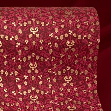 Harvest Burgundy Gift Wrapping Paper – Acorn & Foliage Christmas Wrap
