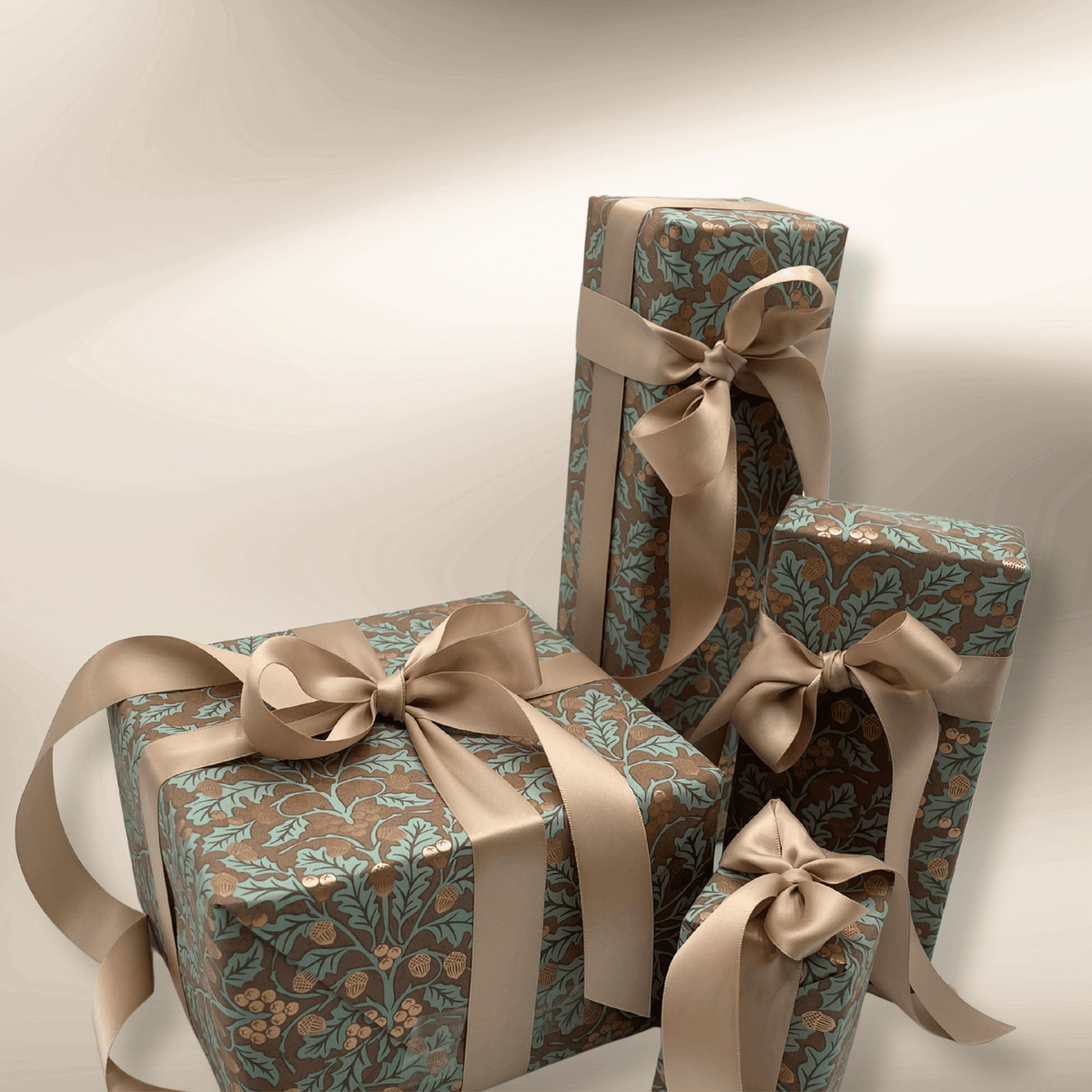 Harvest Cocoa Gift Wrapping Paper – Acorn & Foliage Christmas Wrap