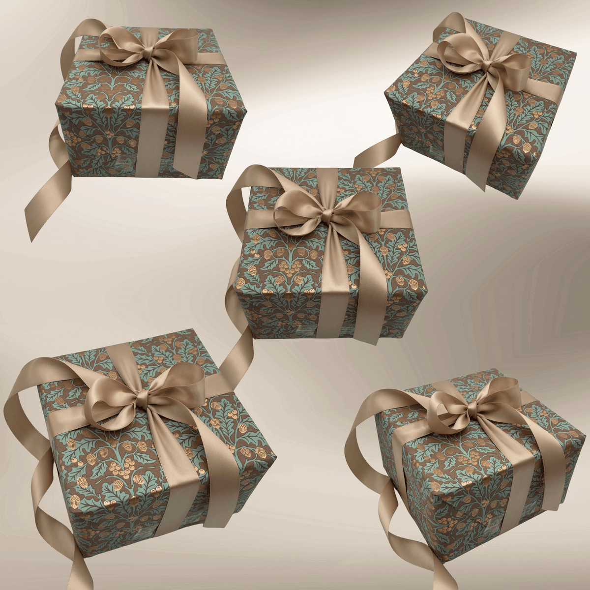 Harvest Cocoa Gift Wrapping Paper – Acorn & Foliage Christmas Wrap
