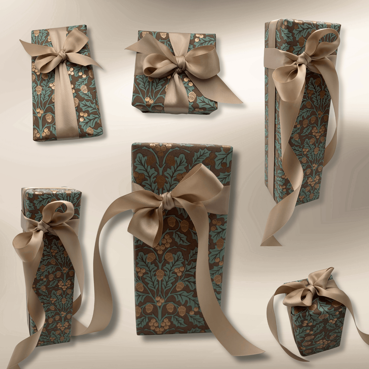 Harvest Cocoa Gift Wrapping Paper – Acorn & Foliage Christmas Wrap