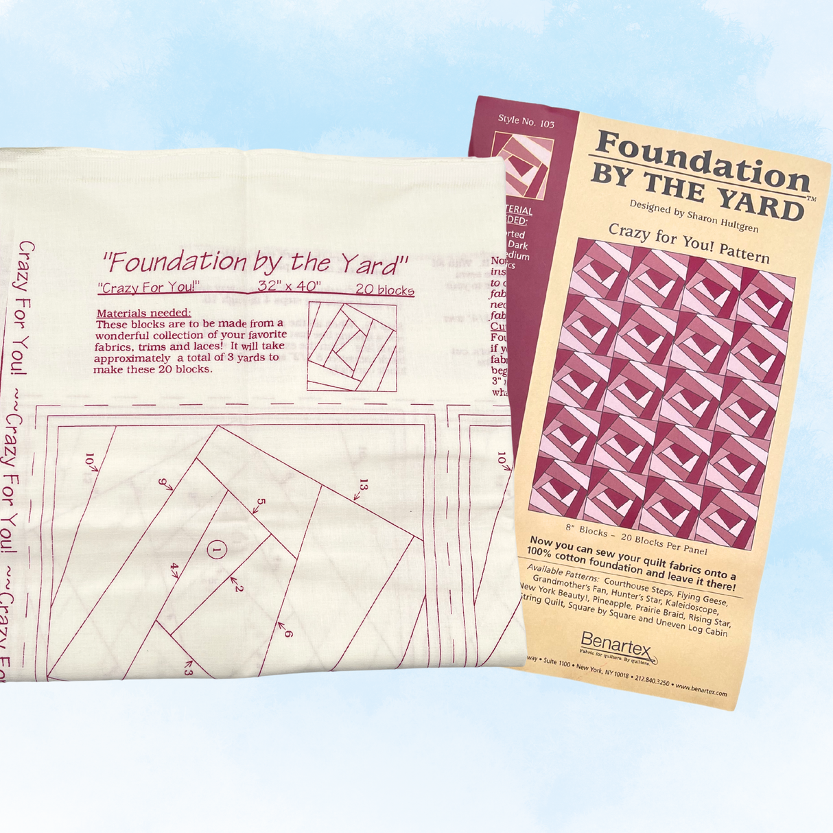 Foundation by the Yard Crazy for You – Benartex – Cotton Quilt Foundation Panel & Pattern – Style 103