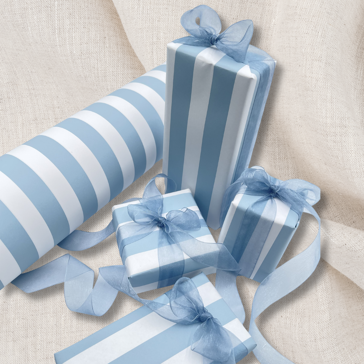 French Blue Pavilion - Eco-Friendly Gift Wrapping Paper - 60cm Wide