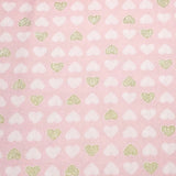 Heart of Gold, Blossom Pink fabric, Gold metallic Hearts by Michael Miller Fabrics