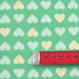 Heart of Gold – Clover Green Fabric, Gold Metallic Hearts – Michael Miller