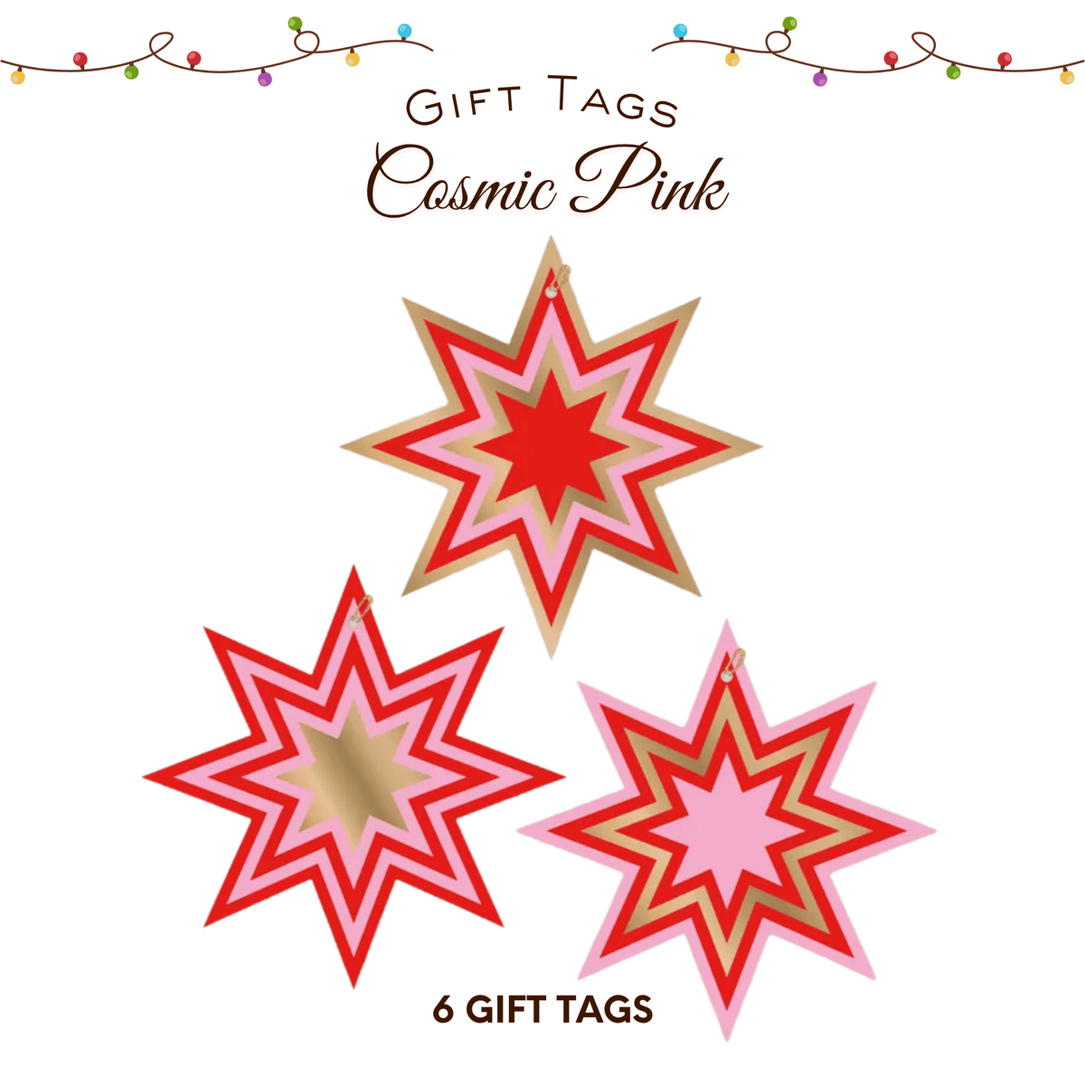 Cosmic Pink Christmas Gift Tags – 6 Pack