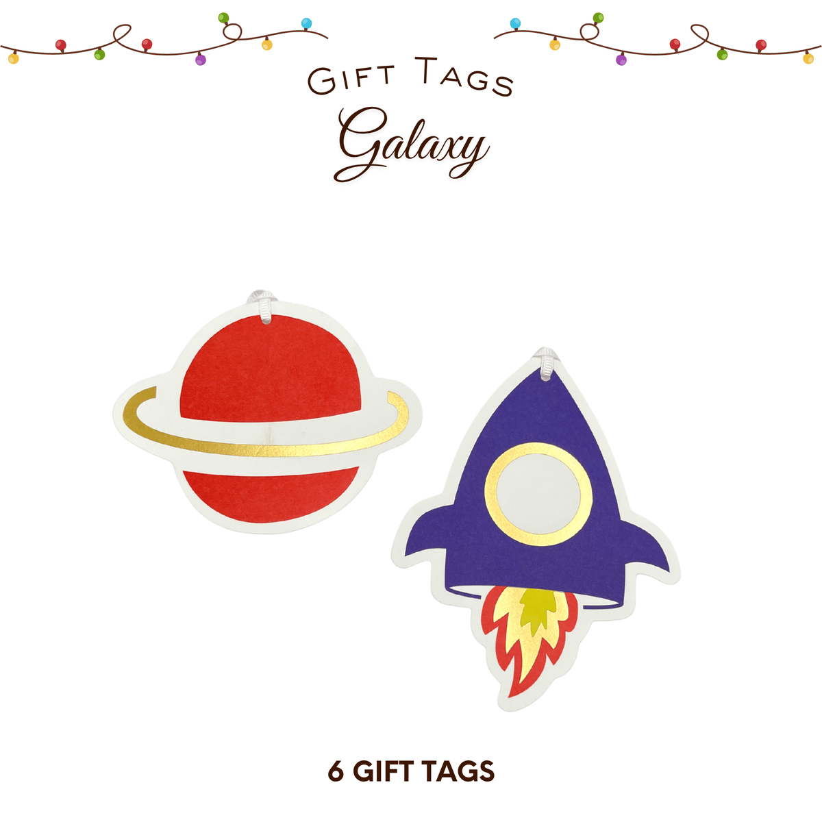 Galaxy Gift Tags – 6 Pack | Rocket & Planet Gift Tags