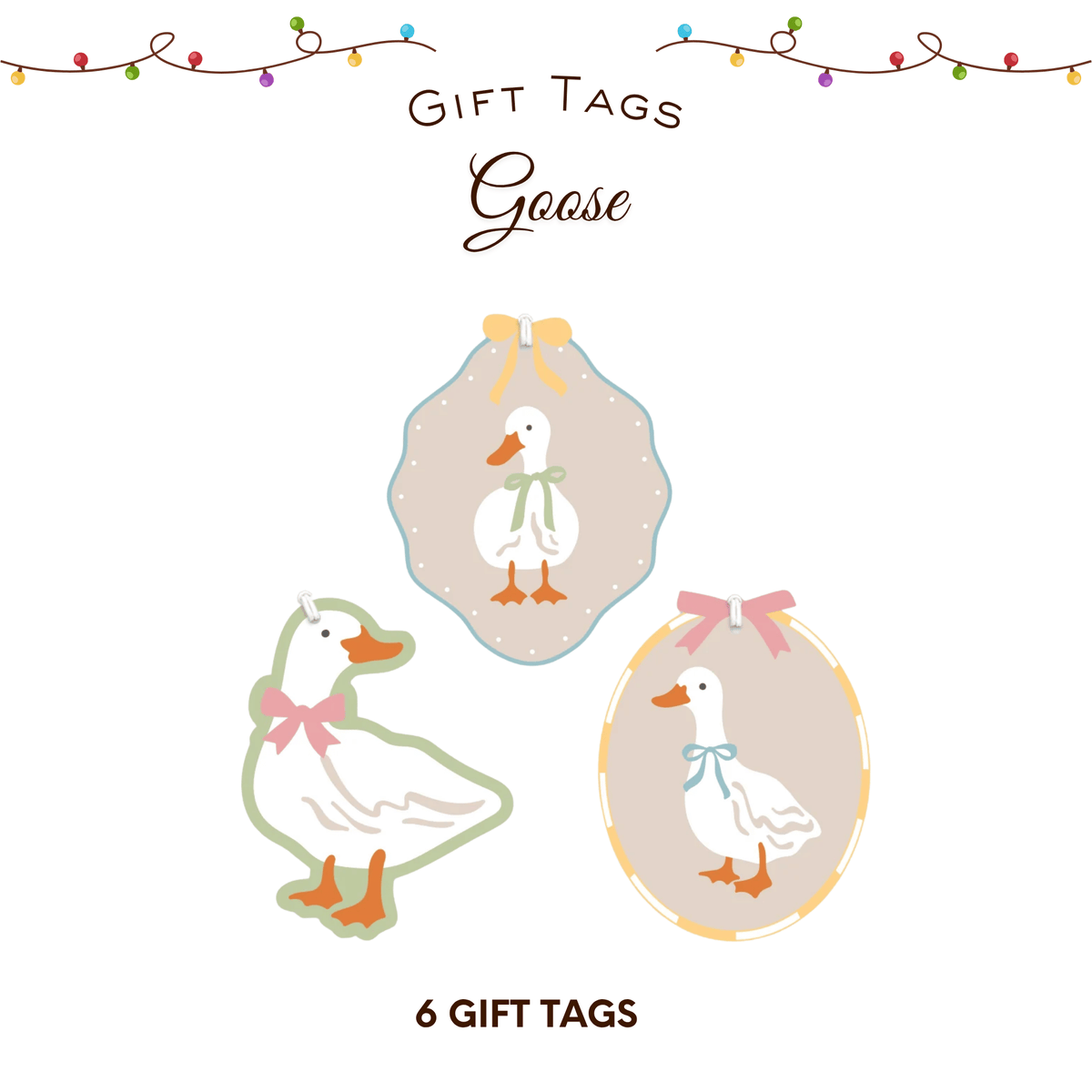 Goose Nursery Gift Tags – 6 Pack | Pastel Goose Gift Tags