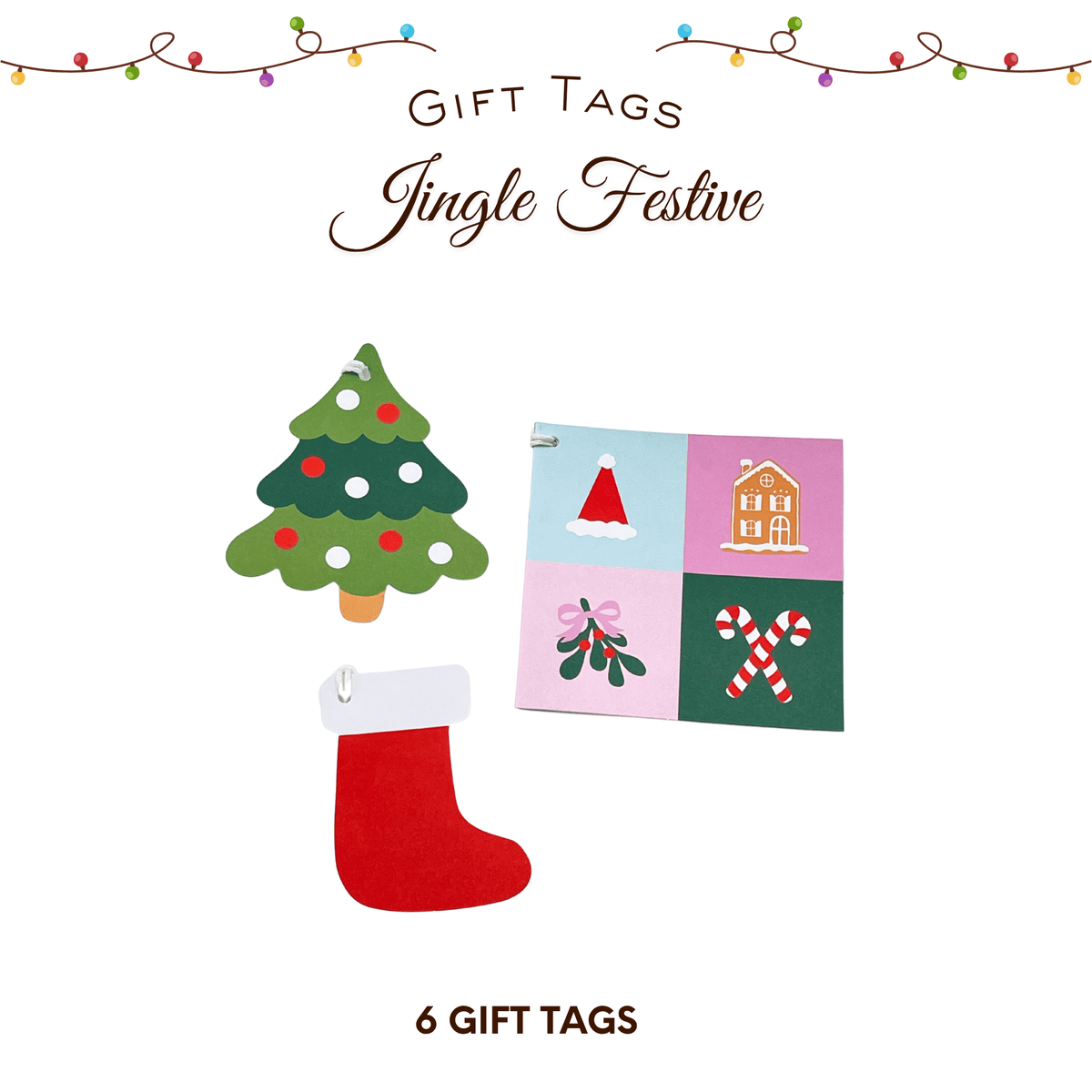 Jingle Festive Gift Tags – 6 Pack | Christmas Gift Tags