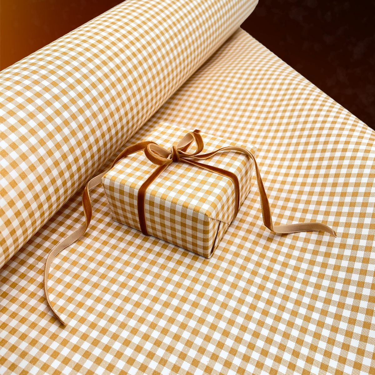 Gingham Rustic Gift Wrapping Paper – Mustard Check