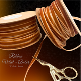 6mm amber velvet ribbon spool for gift wrapping, crafts and decorative bows