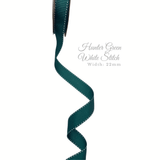 Hunter green white stitch grosgrain ribbon width 22mm