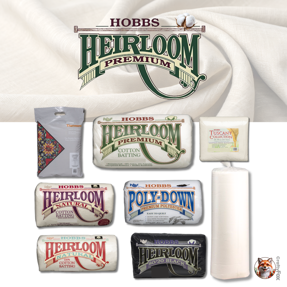 Hobbs Heirloom® 100% Bleached Cotton Batting - Queen HB-90