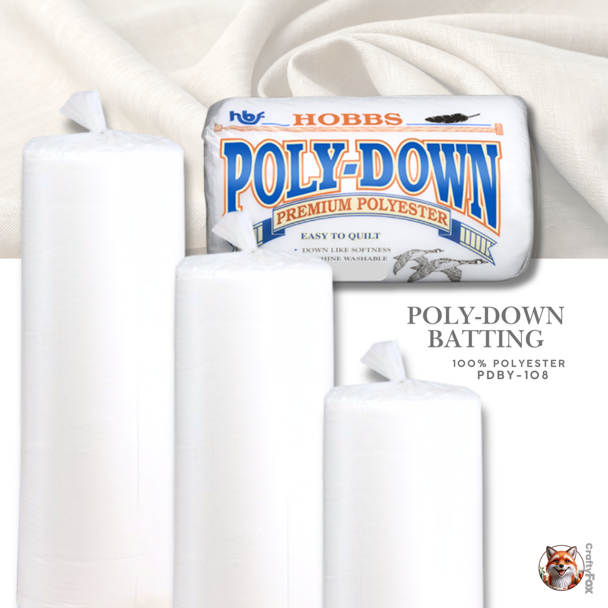 Hobbs Poly-Down Polyester Quilt Batting – 108″ Wide (PDBY-108)