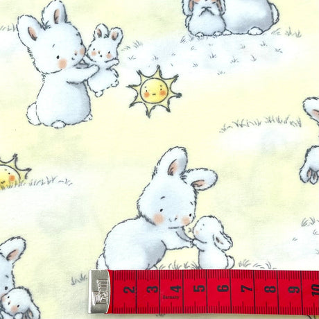 Bunnies Little Ones with Sunshine - Timeless Treasures - Cotton Flannel Fabric - End of Bolt