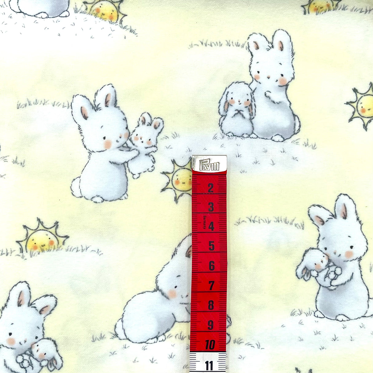 Bunnies Little Ones with Sunshine - Timeless Treasures - Cotton Flannel Fabric - End of Bolt