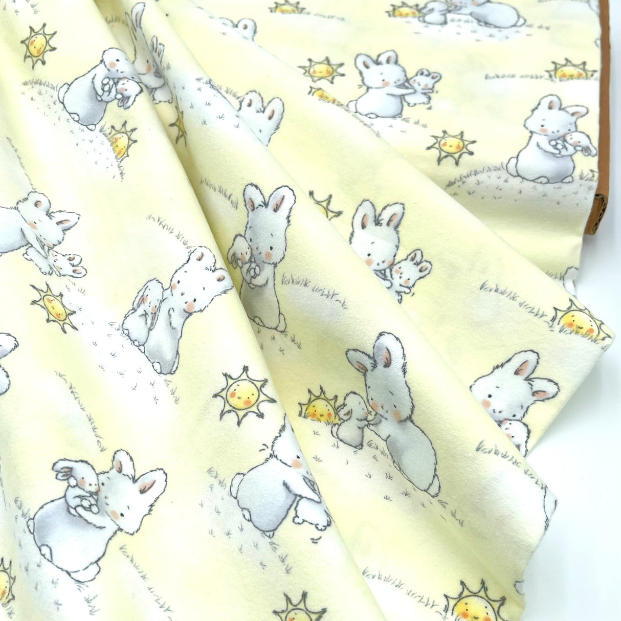 Bunnies Little Ones with Sunshine - Timeless Treasures - Cotton Flannel Fabric - End of Bolt