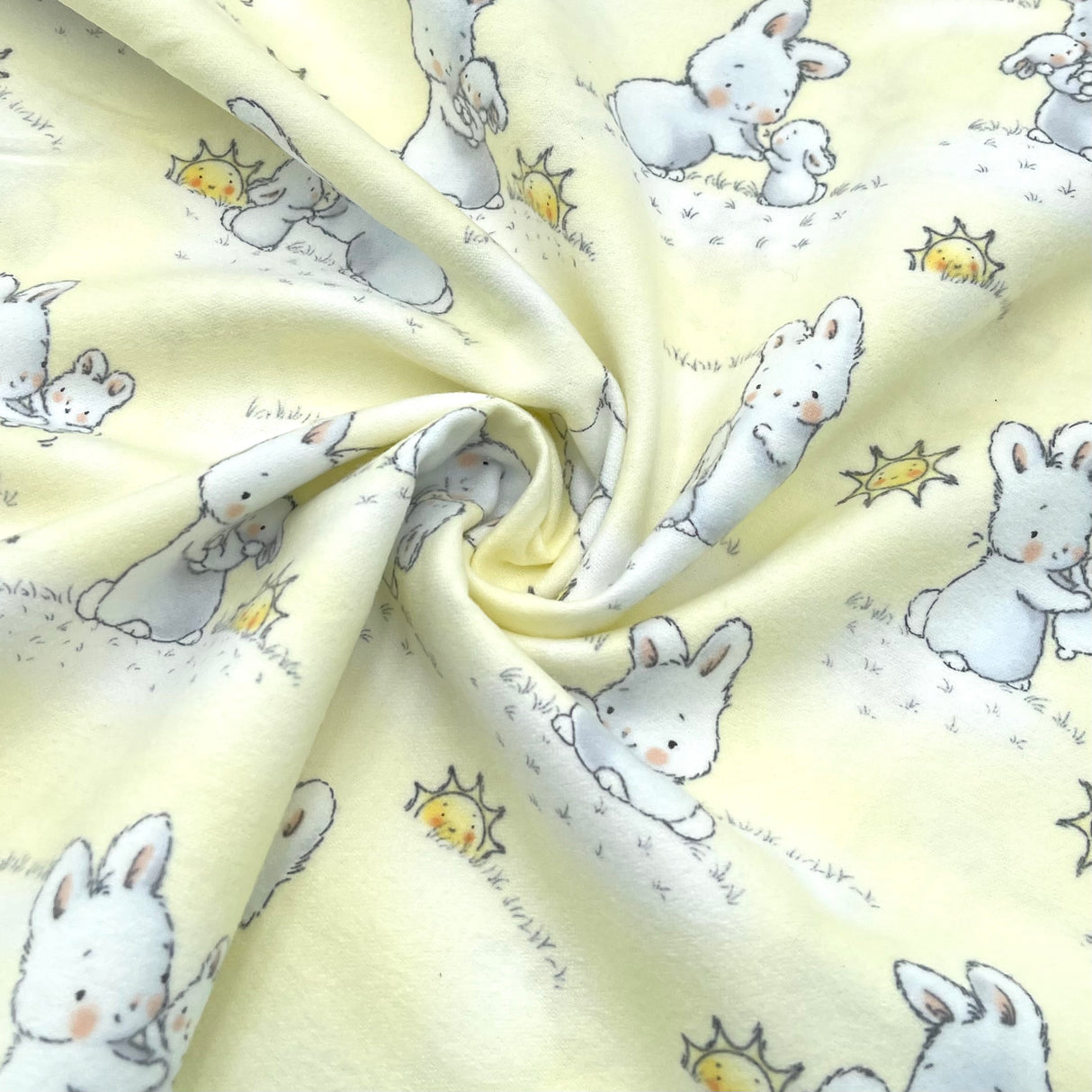 Bunnies Little Ones with Sunshine - Timeless Treasures - Cotton Flannel Fabric - End of Bolt