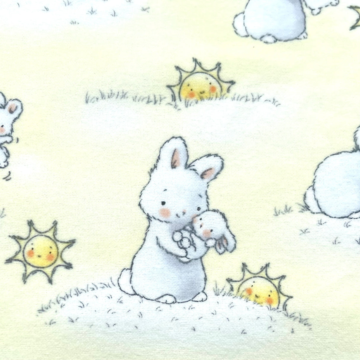 Bunnies Little Ones with Sunshine - Timeless Treasures - Cotton Flannel Fabric - End of Bolt