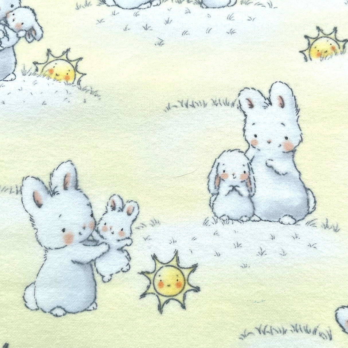 Bunnies Little Ones with Sunshine - Timeless Treasures - Cotton Flannel Fabric - End of Bolt