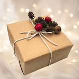 Natural kraft wrapped gifts tied with taupe cotton baker’s twine