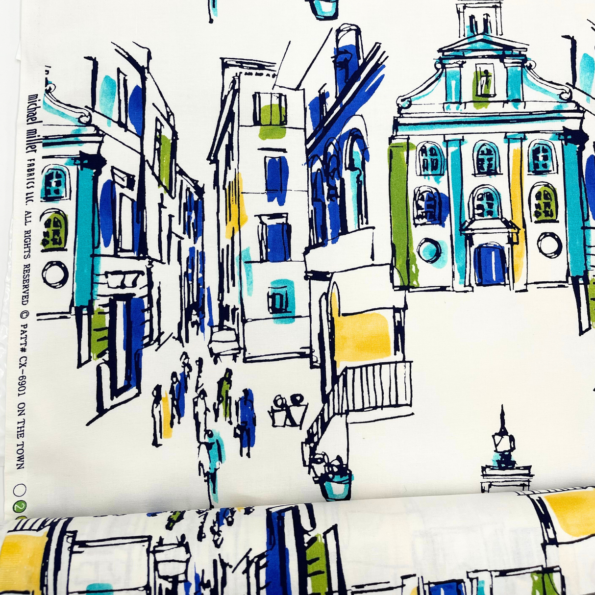 On the Town Fabric – Blue, 100% Cotton Quilting Fabric by Michael Miller