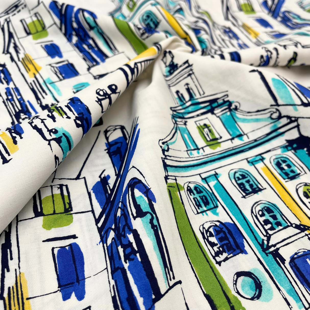 On the Town Fabric – Blue, 100% Cotton Quilting Fabric by Michael Miller